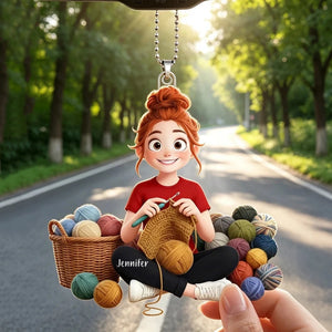 Just A Girl Who Loves Knitting Personalized Ornament