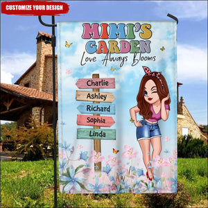Grandma Mom's Garden Love Always Blooms Personalized Garden House Flag