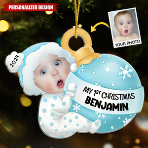 Personalized Ornament Upload Photo- Gift For Newborn Baby