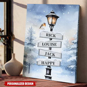 Personalized Family Christmas Sign Post Canvas- Gift For Family