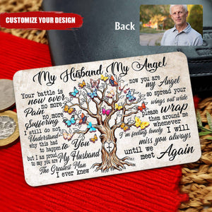 My Husband My Angel Butterfly Tree Print Personalized Wallet Card