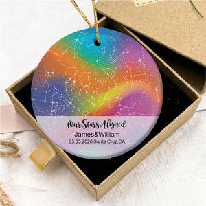 Personalized LGBT Star Maps Ornament, Pride Month, Anniversary Gift