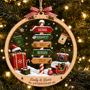 Personalized Adventure Travel Ornament, Christmas Vacation Ornament