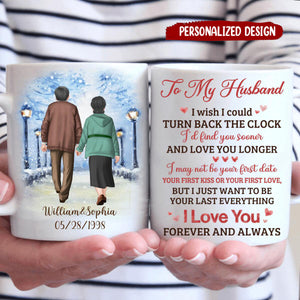 I Wish I Could Turn Back The Clock Elderly Couple Walking Personalized Mug