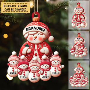 Grandma Snowman With Little Snowman Kids Personalized Ornament