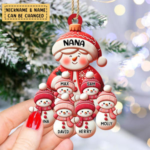 Grandma Snowman With Little Snowman Kids Personalized Ornament