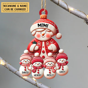Grandma Snowman With Little Snowman Kids Personalized Ornament