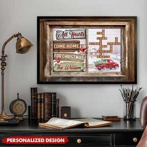 Home For Christmas With All Hearts-Personalized Vintage Poster Family Gift