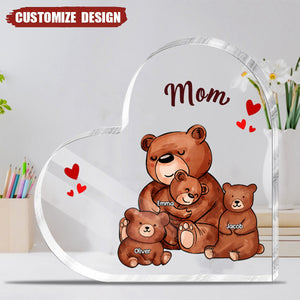 Family Bear Little Heart - Gift For Mother's Day Personalized Acrylic Plaque
