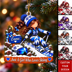 Personalized Snowboarding Girl Ornament, Winter Sports Keepsake For Her