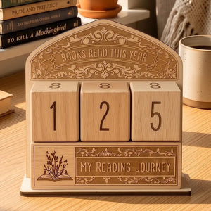 Books Read This Year โ Wooden Reading Tracker & Desk Decor