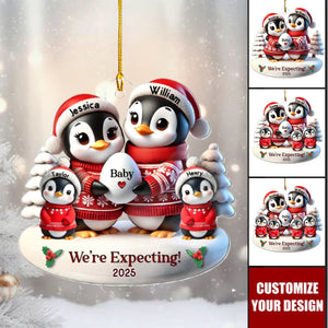 Cute Penguin Parents Pregnancy Announcement Keepsake Ornament