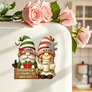 Growing Old Together Personalized Christmas Couple Wooden Fridge Magnet
