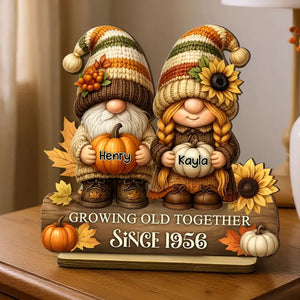 Couple Growing Old Together Personalized Standing Wooden Plaque