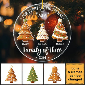Personalized Family Christmas Tree Cookie Shape Acrylic Ornaments