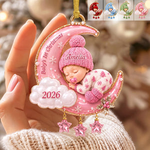 Baby's First Christmas Moon Ornament,Custom Newborn Keepsake
