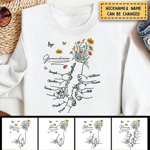 Grandma Mom Flowers With Kids Personalized Sweatshirt