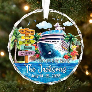 Personalized Cruise Ship Glass Ornament-Custom Family & Couple Cruise Ship Gift