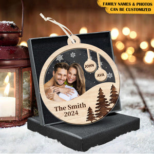 Personalized Family Photo Wood Double-layer Christmas Ornament