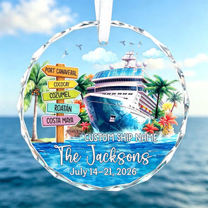 Personalized Cruise Ship Glass Ornament-Custom Family & Couple Cruise Ship Gift