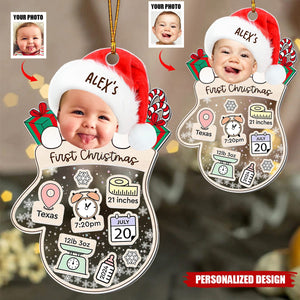 Baby's First Christmas Shakeable Ornament - Personalized Photo Customization