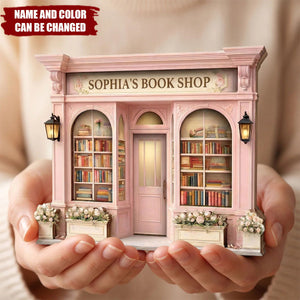 Reading Nook Personalized Bookshop Wooden Block - Custom Gift For Book Lovers