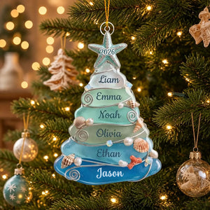 Personalized Sea Glass Family Christmas Tree Ornament