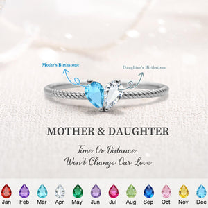 Custom Tiny Heart Birthstone Adjustable Ring