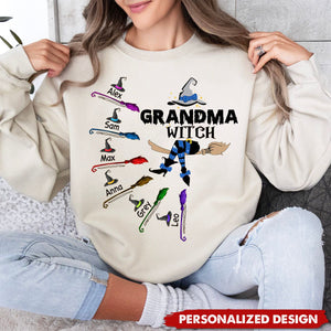 Personalized Halloween Grandma Witch With Kids Sweatshirt