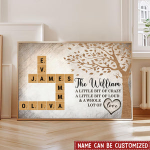 Family Whole Lot Of Love-Personalized Family Crossword Puzzle Poster