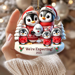 Cute Penguin Parents Pregnancy Announcement Keepsake Ornament