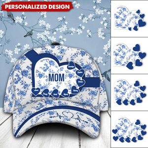 Personalized Cap With Blue Flower, Gift For Grandma,Mom