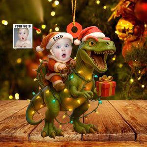 Custom Baby Photo Dinosaur Ornament