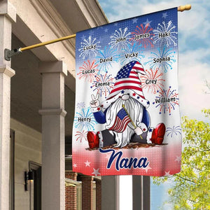 4th Of July Grandma Mom Firework Kids Personalized Flag