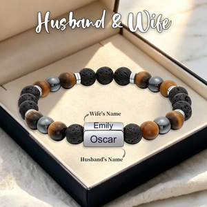 Personalized Beaded Couples Bracelet, Anniversary Gifts For Her Him