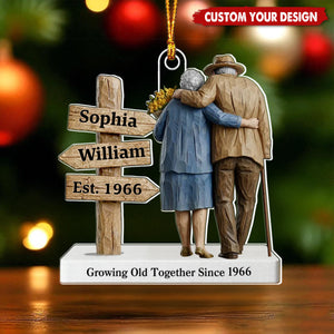 Old Couple Sign Post - Personalized Acrylic Ornament