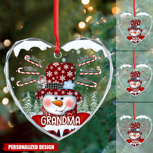 Personalized Christmas Snow Grandma Heart-Shaped Orament