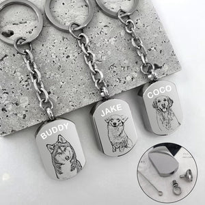 Personalized Photo Engraved Urn Keychain, Pet Keepsake Gift