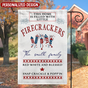 This Home is Filled With Little Firecrackers 4th Of July Personalized Garden Flag