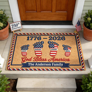 USA 250th Anniversary Foot Family Doormat - Personalized Gifts For Family