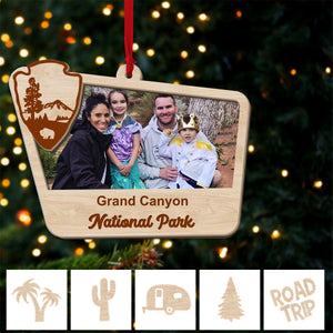Personalized National Park Trip Ornament, Custom Family Photo Keepsake