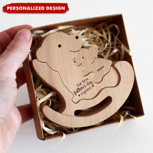Personalized Name Wooden Bear Dad Puzzle, Father's Day Gift