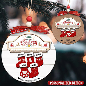 Personalized Customized Wooden Christmas Socking Ornament