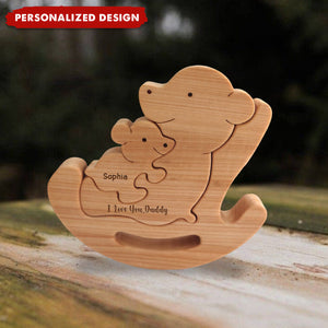 Personalized Name Wooden Bear Dad Puzzle, Father's Day Gift
