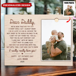 First Father's Day Gift - Personalized Wood Frame Plaque