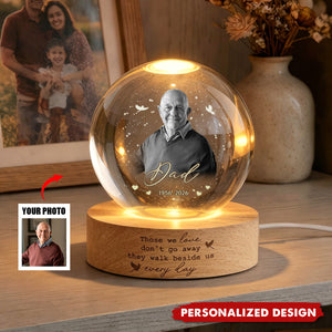 Custom Photo Memorial Crystal Ball Night Light, Loss of Dad, Mom, Family