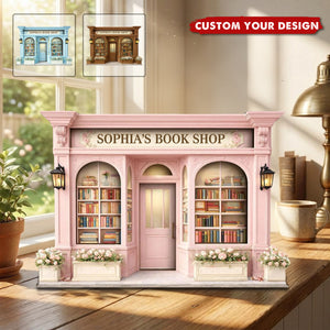 Reading Nook Personalized Bookshop Wooden Block - Custom Gift For Book Lovers