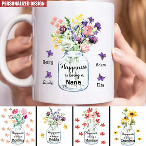 Family - Happiness Is Being A Nana - Personalized Mug