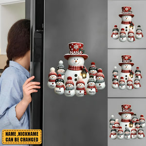 Christmas Snowman Grandma With Grandkids Personalized Decal Sticker