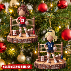 Personalized Volleyball Christmas Ornament, Custom Name Number Keepsake
